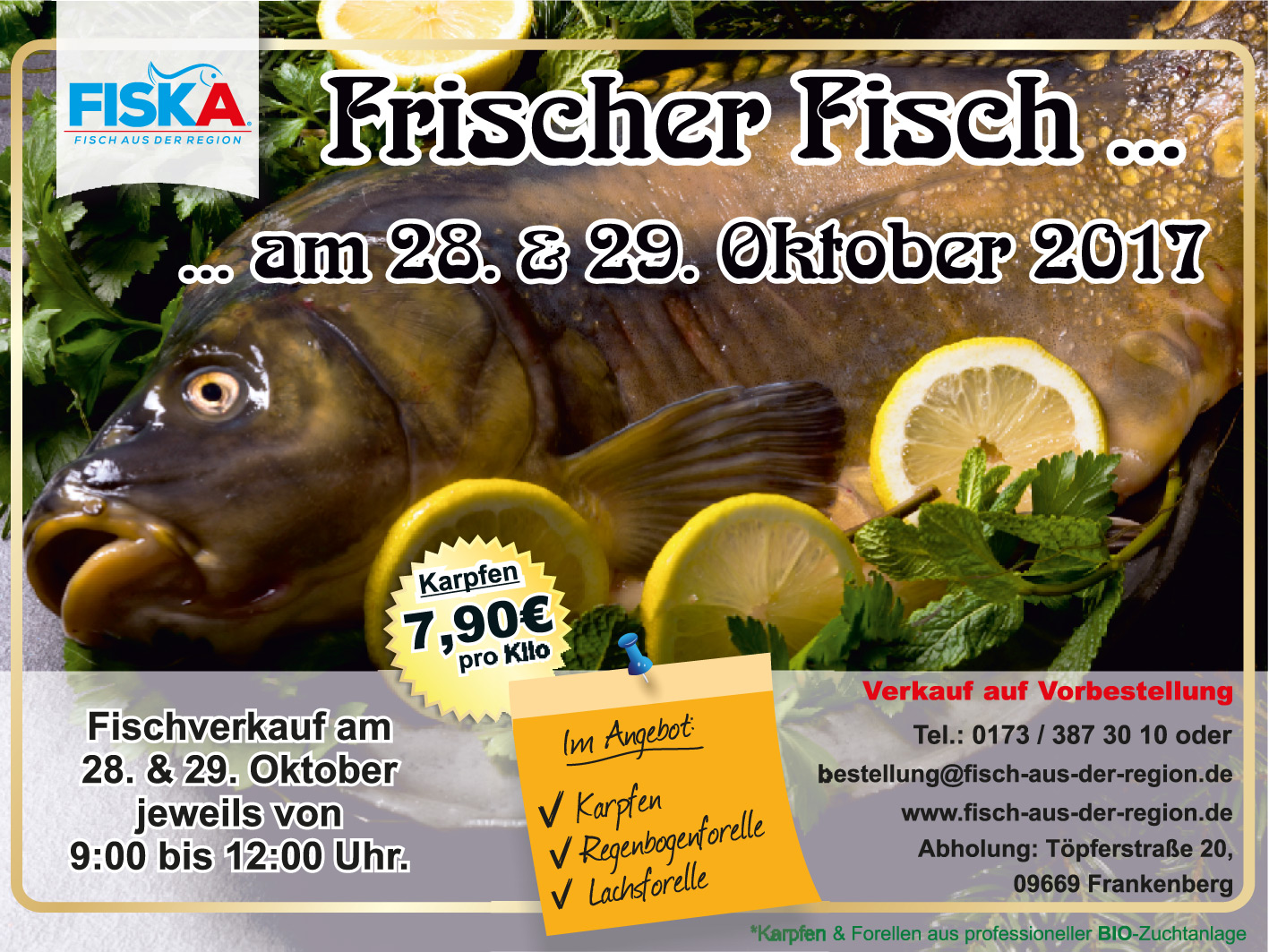 Fiska Fischverkauf für Chemnitz und Umgebung Oktoberverkauf